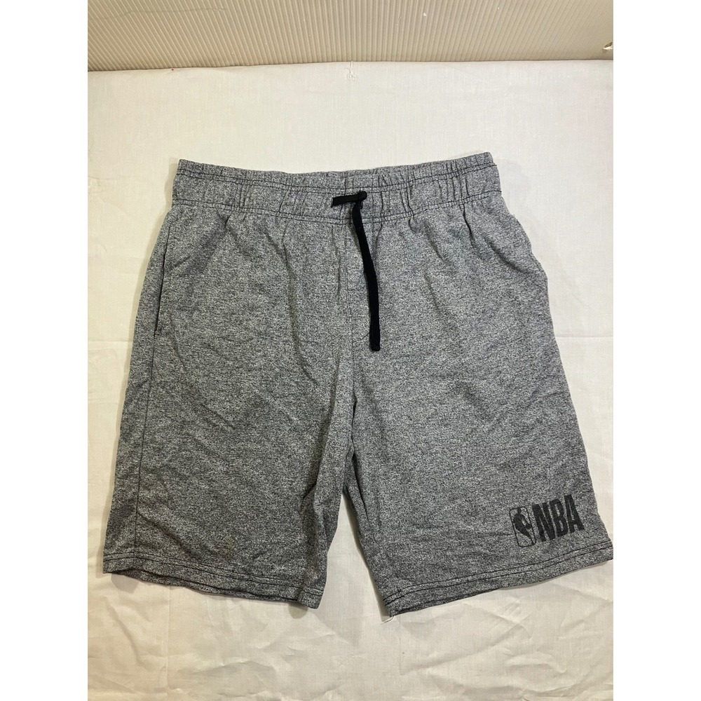NBA Mens Heather Gray Fleece Sweat Shorts Drawstring Pockets Size Large